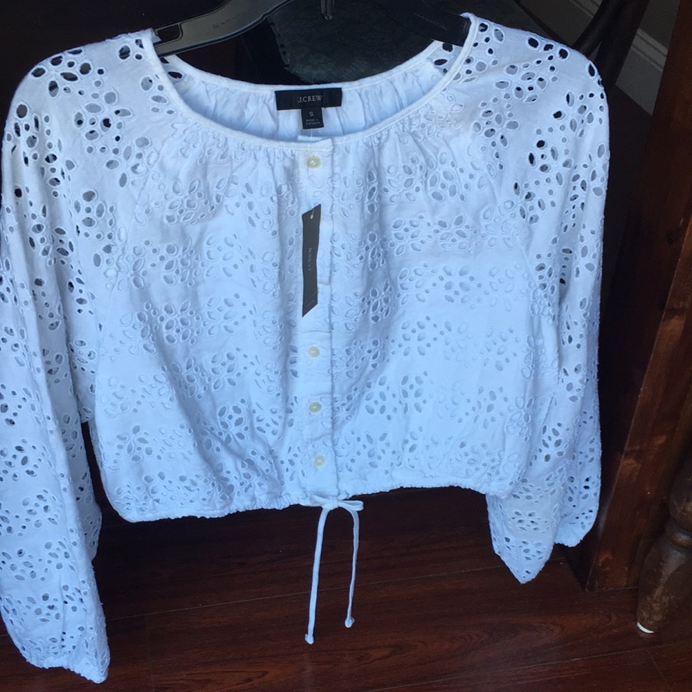 J Crew eyelet crop blouse size S
